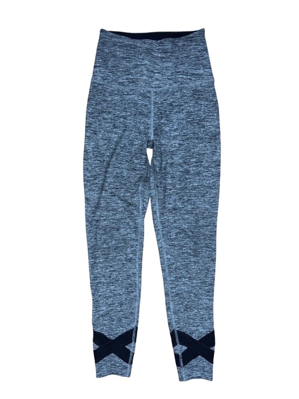 Beyond Yoga Womens Heather Gray Leggings With Black Crisscross Detail Size S